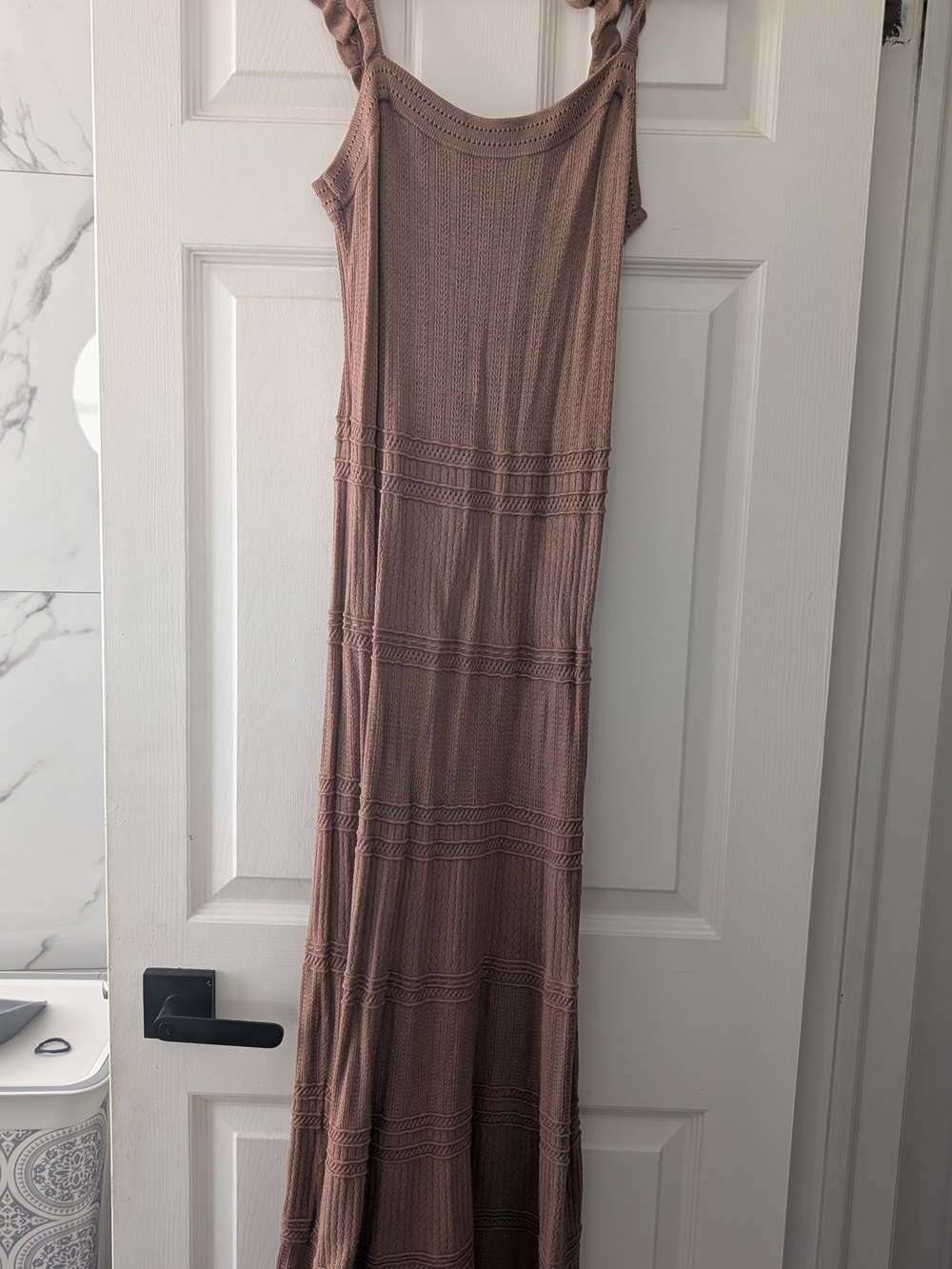 Women's Sleeveless RW & Co Crotchet Maxi Dress in Dusty Rose